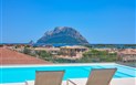 Residence Porto San Paolo - Pohled od bazénu s lehátky, Porto San Paolo, Sardinie