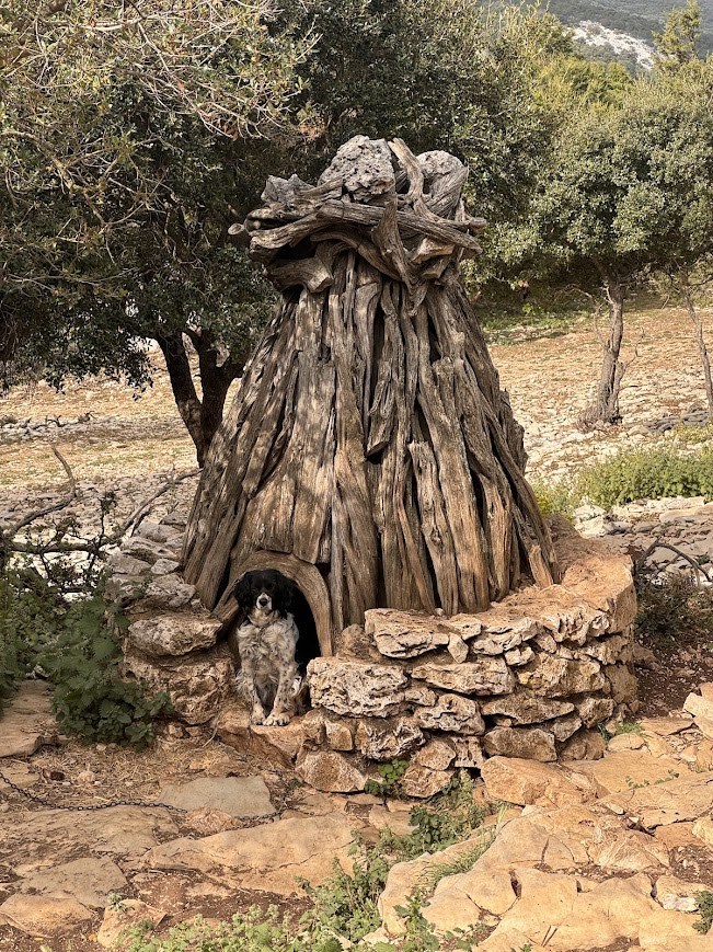 Psí bouda ve formě tradičního ovčínu, Santa Maria Navarrese, Sardinie