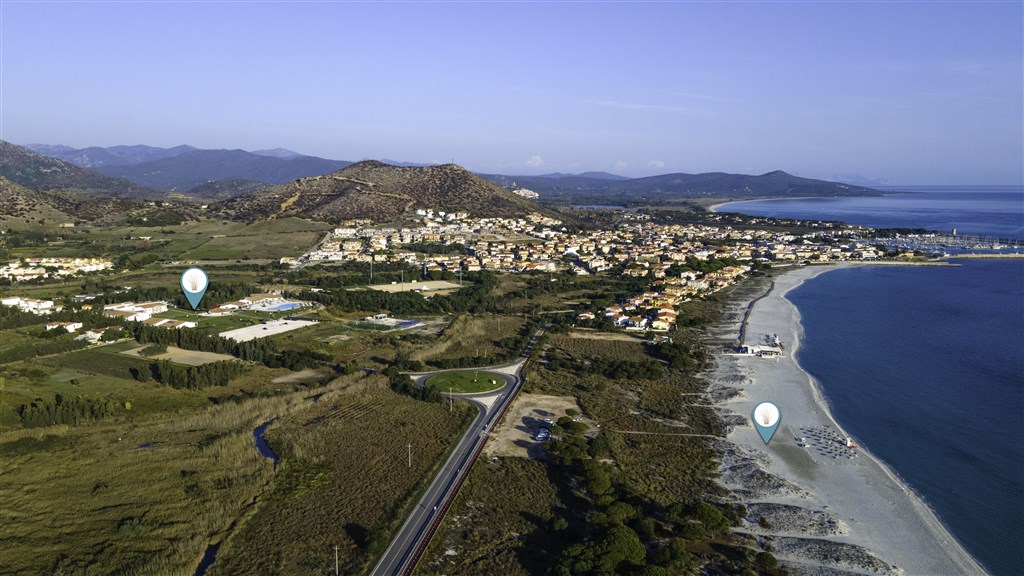 Vzdálenost hotelové pláže, Siniscola, Sardinie